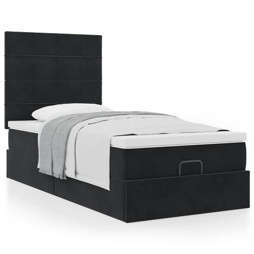 Vidaxl Cadre De Lit Ottoman Avec Matelas Noir 100x200cm Velours