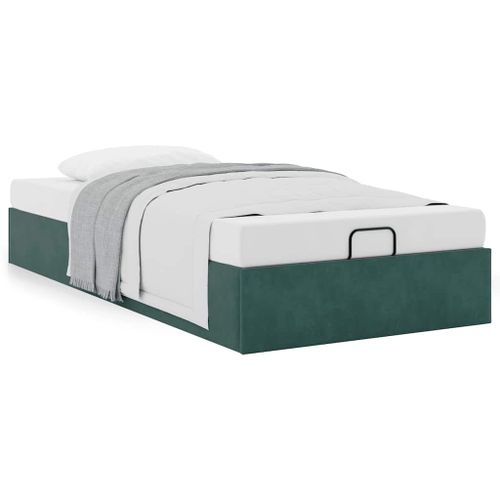 Vidaxl Cadre De Lit Ottoman Sans Matelas Vert Foncé 100x200 Cm Velours