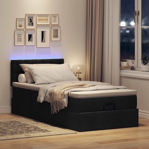 Vidaxl Lit Ottoman Avec Matelas Noir 100x200 Cm Tissu