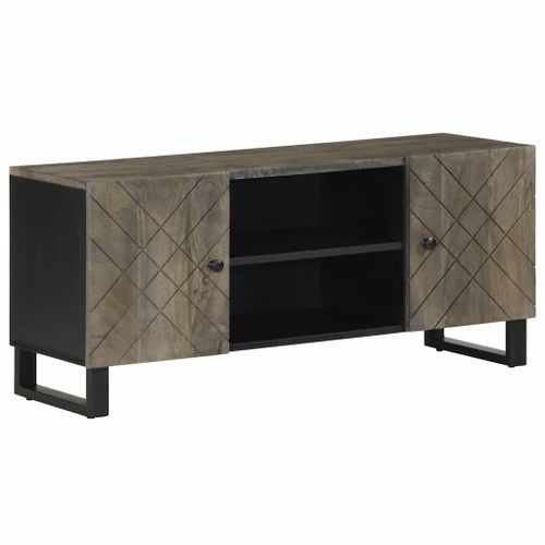 Vidaxl Meuble Tv Noir 105x33x46 Cm Bois Massif De Manguier