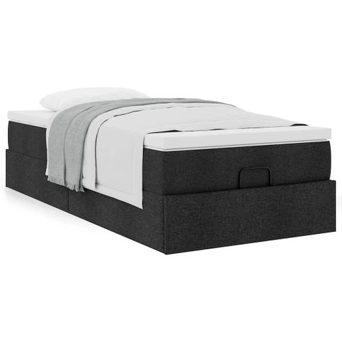 Vidaxl Cadre De Lit Ottoman Avec Matelas Noir 100x200cm Tissu