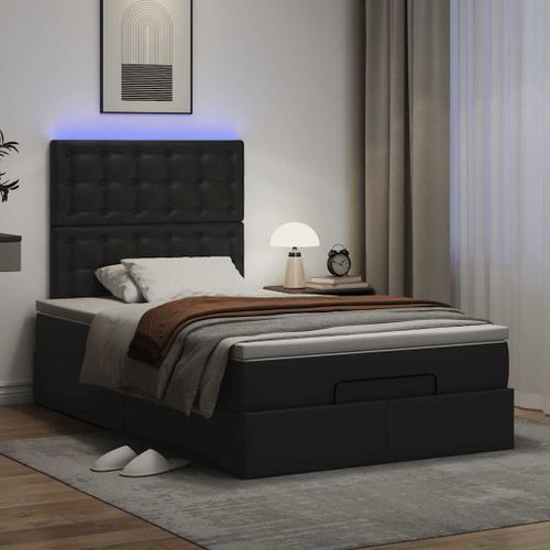 Vidaxl Cadre De Lit Ottoman Avec Matelas Noir 120x190 Cm Similicuir