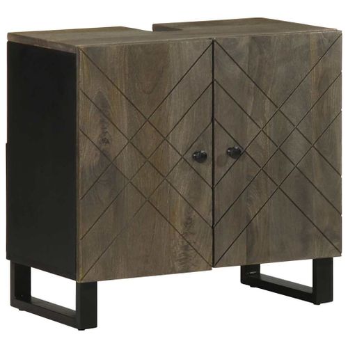 Vidaxl Armoire De Lavabo Noir 62x33x58 Cm Bois Massif De Manguier