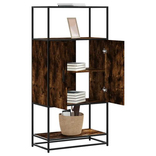 Vidaxl Buffet Haut Chêne Fumé 68x35x139 Cm Bois D'ingénierie Métal