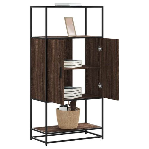 Vidaxl Buffet Haut Chêne Marron 68x35x139 Cm Bois D'ingénierie Métal