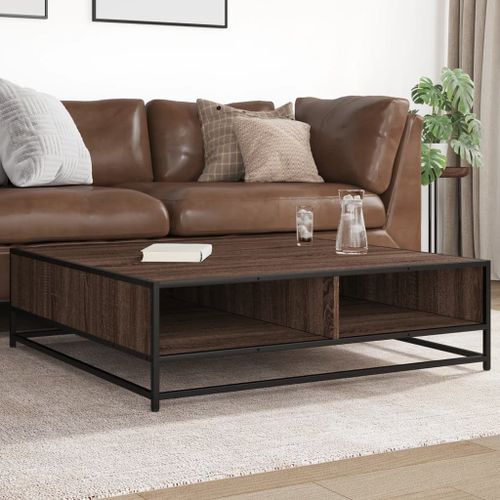Vidaxl Table Basse Chêne Marron 100x100x30 Cm Bois D'ingénierie/Métal