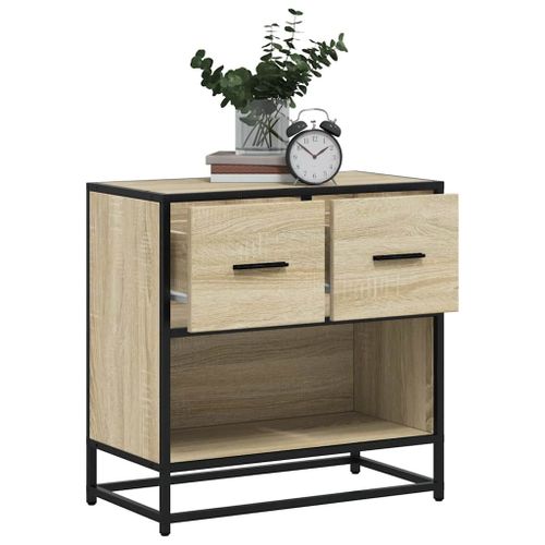Vidaxl Table De Chevet Chêne Sonoma 60x31x60 Cm Bois Ingénierie Métal