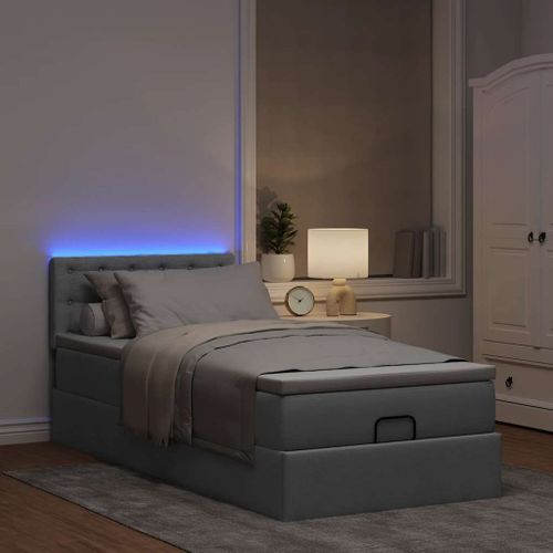 Vidaxl Cadre De Lit Ottoman Et Matelas Gris Clair 90x190 Cm Tissu