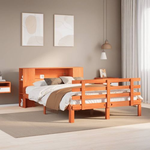 Vidaxl Lit Bibliothèque Sans Matelas Cire Marron 135x190 Cm Pin Massif