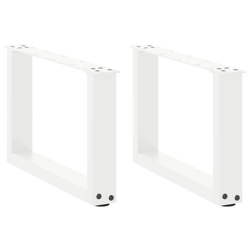 Vidaxl Pieds De Table Basse Forme De U 2 Pcs Blanc 50x(30-31) Cm Acier