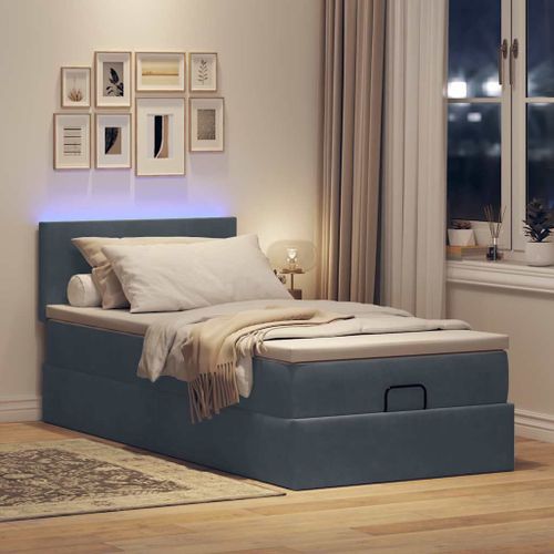 Vidaxl Cadre De Lit Ottoman Avec Matelas Gris Foncé 100x200 Cm Velours