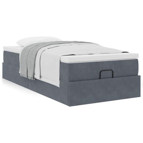 Vidaxl Cadre De Lit Ottoman Avec Matelas Gris Foncé 100x200 Cm Velours