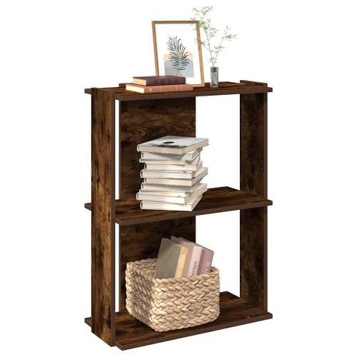 Vidaxl Bibliothèque 3 Niveaux Chêne Fumé 60x30x80 Cm Bois D'ingénierie