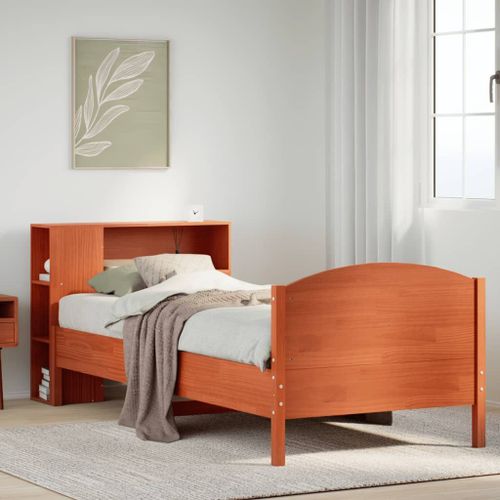 Vidaxl Lit Bibliothèque Sans Matelas Cire Marron 75x190 Cm Pin Massif