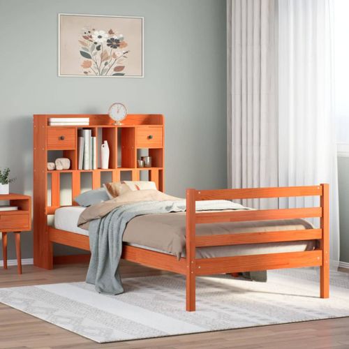Vidaxl Lit Bibliothèque Sans Matelas Cire Marron 90x190 Cm Pin Massif