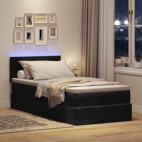 Vidaxl Cadre De Lit Ottoman Avec Matelas Noir 90x190 Cm Velours