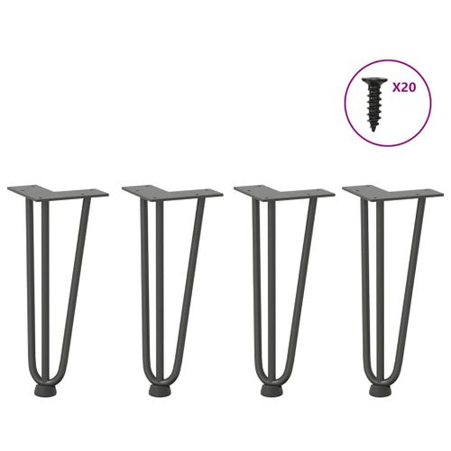 Vidaxl Pieds De Table En Forme D'épingle À Cheveux 4 Pcs Anthracite