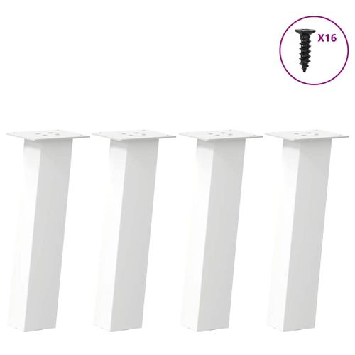 Vidaxl Pieds De Table Basse 4 Pcs Blanc 42 Cm Acier