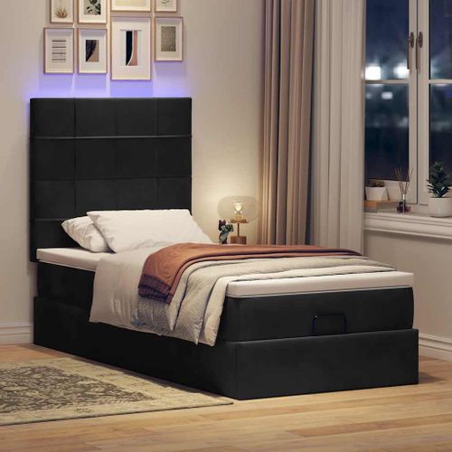 Vidaxl Cadre De Lit Ottoman Avec Matelas Noir 100x200cm Velours