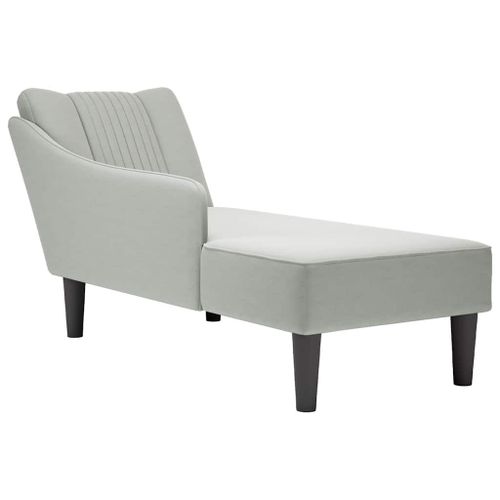 Vidaxl Fauteuil Long Avec Accoudoir Droit Gris Clair Velours