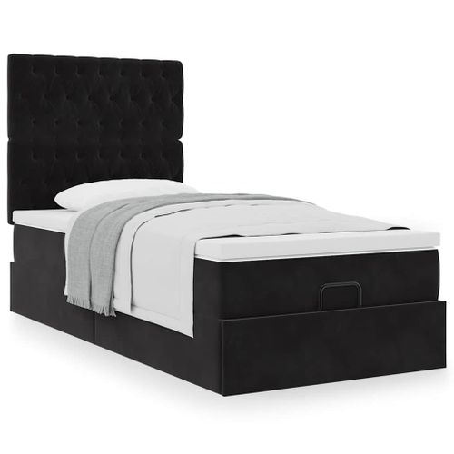 Vidaxl Cadre De Lit Ottoman Avec Matelas Noir 90x190 Cm Velours