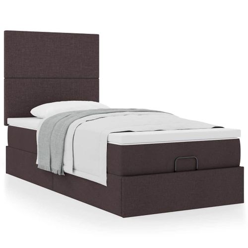 Vidaxl Cadre De Lit Ottoman Avec Matelas Marron Foncé 100x200 Cm Tissu