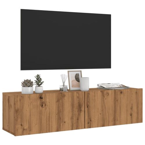 Vidaxl Meuble Tv Mural Chêne Artisanal 120x30x30 Cm Bois D'ingénierie