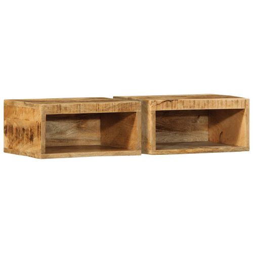 Vidaxl Meubles Tv Muraux 2 Pcs Bois De Manguier Massif Brut
