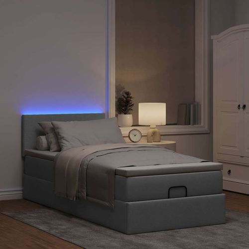 Vidaxl Lit Ottoman Avec Matelas Gris Clair 100x200 Cm Tissu