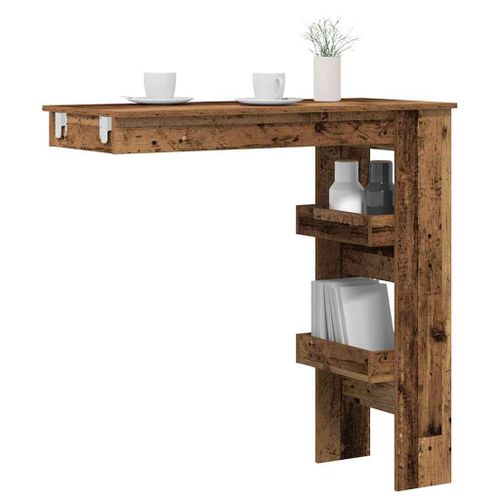 Vidaxl Table Bar Mural Vieux Bois 102x45x103,5 Cm Bois D'ingénierie