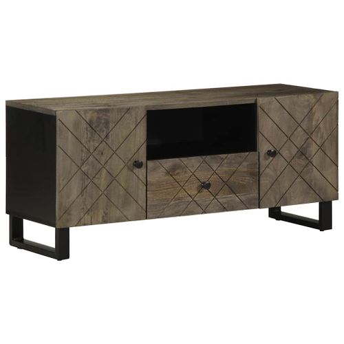 Vidaxl Meuble Tv Noir 105x33x46 Cm Bois Massif De Manguier