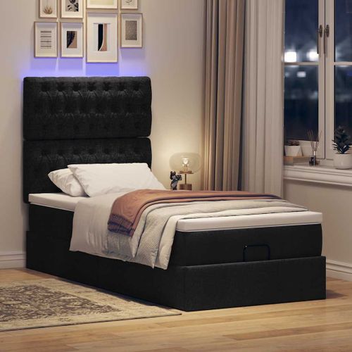 Vidaxl Cadre De Lit Ottoman Avec Matelas Noir 90x190 Cm Tissu