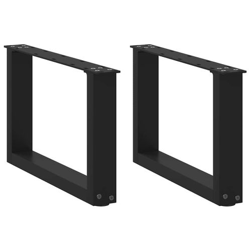 Vidaxl Pieds De Table Basse Forme De U 2 Pcs Noir 50x(30-31) Cm Acier