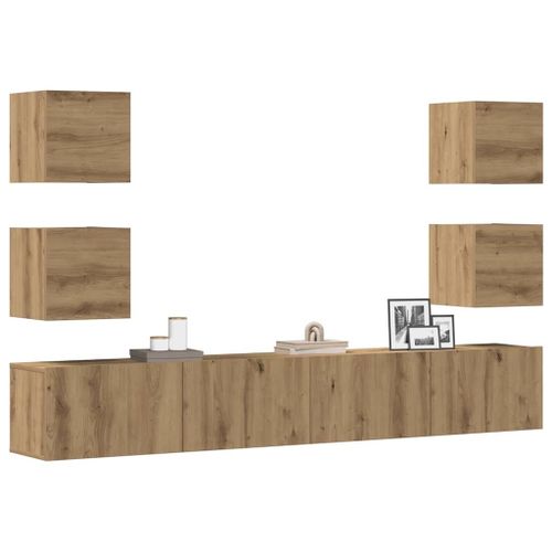 Vidaxl Meubles Tv Muraux 6 Pcs Chêne Artisanal Bois D'ingénierie