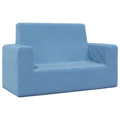 Vidaxl Canapé Pour Enfants À 2 Places Bleu Peluche Douce