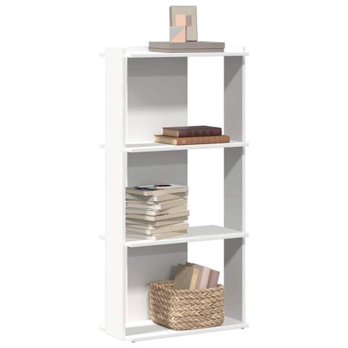 Vidaxl Bibliothèque À 3 Niveaux Blanc 60x30x120 Cm Bois D'ingénierie
