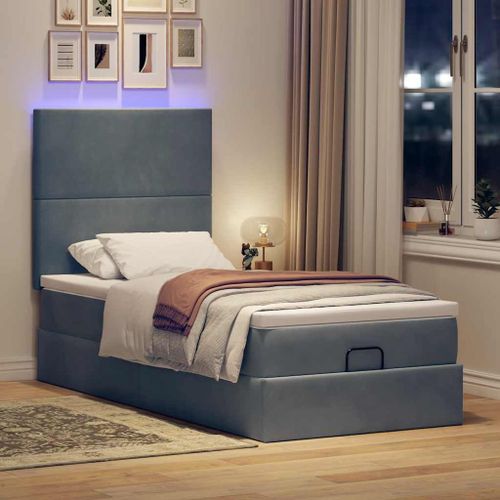 Vidaxl Cadre De Lit Ottoman Avec Matelas Gris Foncé 100x200 Cm Velours