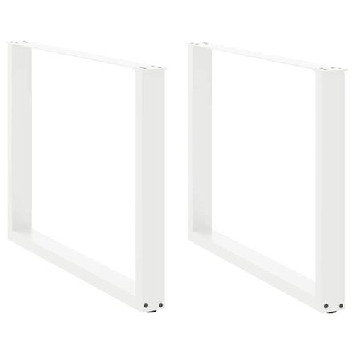 Vidaxl Pieds De Table Basse Forme De U 2 Pcs Blanc 100x(72-73)Cm Acier