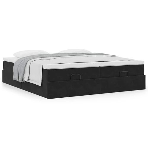 Vidaxl Cadre De Lit Ottoman Avec Matelas Noir 180x200cm Velours