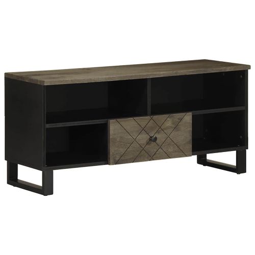 Vidaxl Meuble Tv Noir 100x33x46 Cm Bois Massif De Manguier