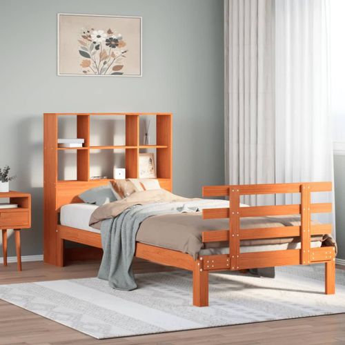 Vidaxl Lit Bibliothèque Sans Matelas Cire Marron 100x200 Cm Pin Massif