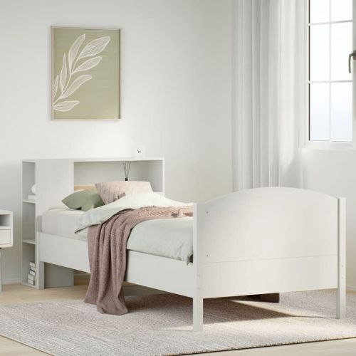Vidaxl Lit Bibliothèque Sans Matelas Blanc 100x200 Cm Bois Pin Massif