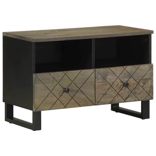 Vidaxl Meuble Tv Noir 70x33x46 Cm Bois Massif De Manguier