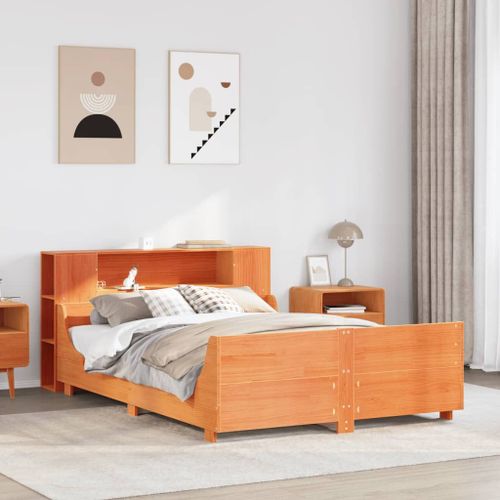 Vidaxl Cadre De Lit Sans Matelas Cire Marron 150x200cm Bois Pin Massif
