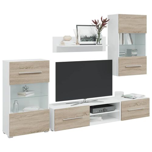 Vidaxl Meubles Tv Avec Lumière Led 5pcs Chêne Sonoma Bois D'ingénierie