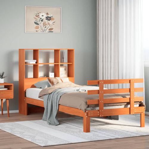 Vidaxl Lit Bibliothèque Sans Matelas Cire Marron 75x190 Cm Pin Massif