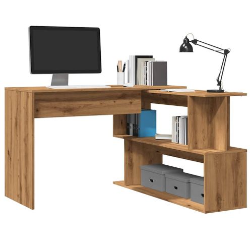 Vidaxl Bureau D'angle Chêne Artisanal 200,5x50x76 Cm Bois D'ingénierie