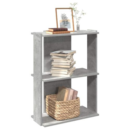Vidaxl Bibliothèque À 3 Niveaux Gris Béton 60x30x80 Cm Bois Ingénierie