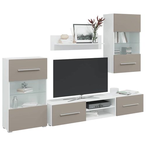Vidaxl Meubles Tv Avec Lumière Led 5 Pcs Gris Pierre Bois D'ingénierie