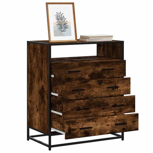 Vidaxl Commode Chêne Fumé 70x41x83,5 Cm Bois D'ingénierie